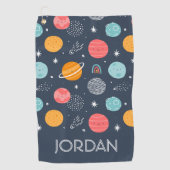 Cute Smiling Planet Pattern Golfhanddoek (Voorkant)