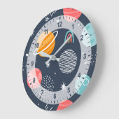 Cute Smiling Planet Pattern Grote Klok (Hoek)