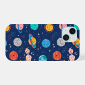 Cute Smiling Planet Pattern iPhone 15 Hoesje (Achterkant horizontaal)