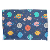 Cute Smiling Planet Pattern Kussensloop (Voorkant-Links)
