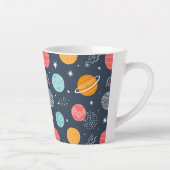Cute Smiling Planet Pattern Latte Mok (Rechts)