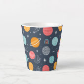 Cute Smiling Planet Pattern Latte Mok (Voorkant)