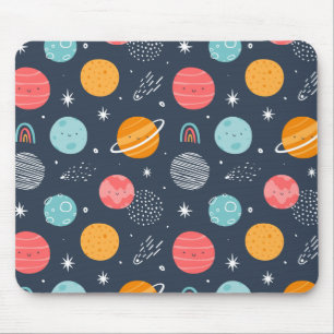 Cute Smiling Planet Pattern Muismat