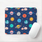 Cute Smiling Planet Pattern Muismat (Met muis)