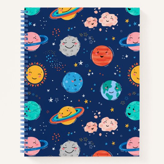 Cute Smiling Planet Pattern Notitieboek (Voorkant)