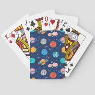 Cute Smiling Planet Pattern Pokerkaarten