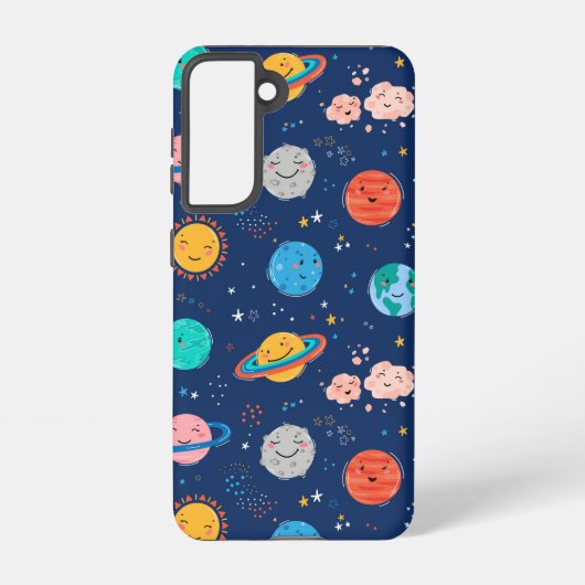 Cute Smiling Planet Pattern Samsung Galaxy Hoesje (Achterkant)