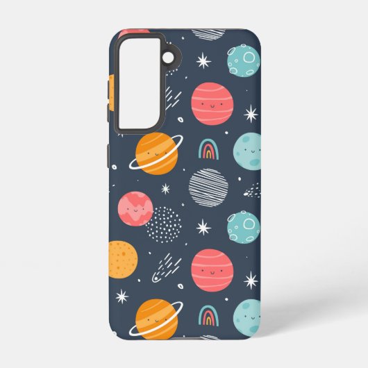 Cute Smiling Planet Pattern Samsung Galaxy Hoesje (Achterkant)