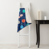 Cute Smiling Planet Pattern Sherpa Deken (In situ)