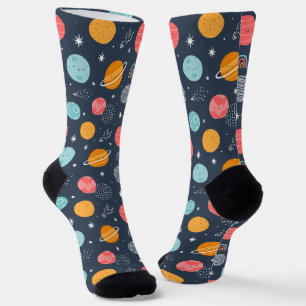 Cute Smiling Planet Pattern Sokken