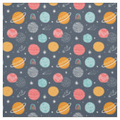 Cute Smiling Planet Pattern Stof (Swatch)