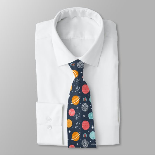Cute Smiling Planet Pattern Stropdas (Gebonden)