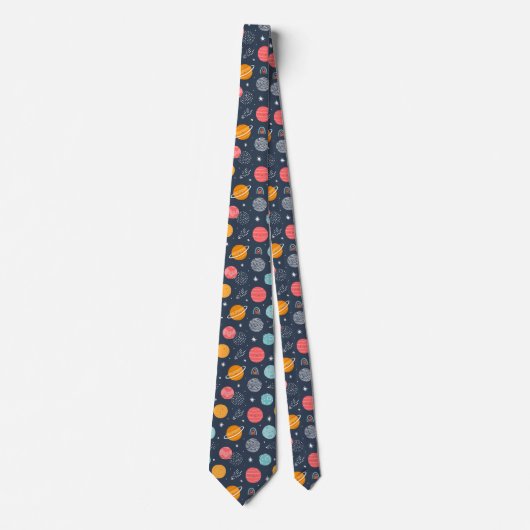 Cute Smiling Planet Pattern Stropdas (Voorkant)