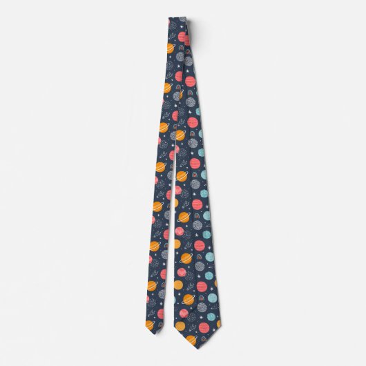 Cute Smiling Planet Pattern Stropdas (Achterkant)