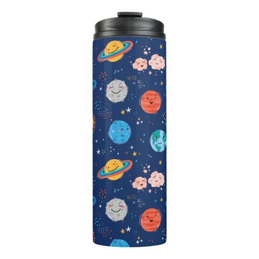 Cute Smiling Planet Pattern Thermosbeker (Voorkant)