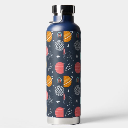 Cute Smiling Planet Pattern Waterfles (Rechts)