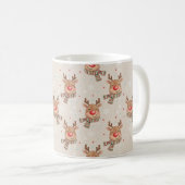 Cute Smiling Reindeer Christmas Pattern Koffiemok (Voorkant rechts)