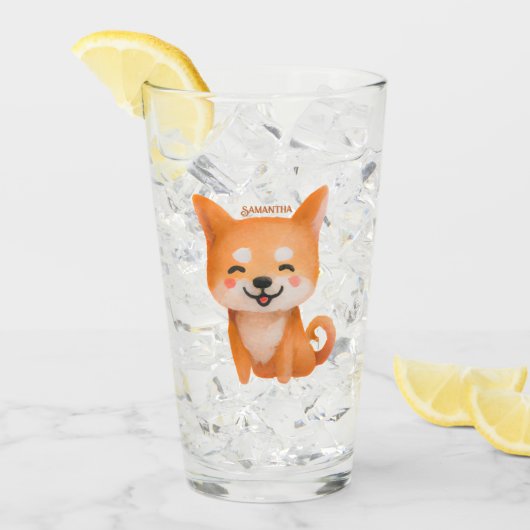 Cute Smiling Shiba Inu Glas (Voorkant ijs)