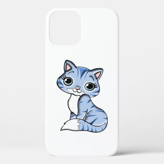 CUTE SMILING SKY BLUE KITTEN WITH BLUE EYES. Case-Mate iPhone CASE (Achterkant)