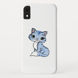 CUTE SMILING SKY BLUE KITTEN WITH BLUE EYES. iPhone XR HOESJE