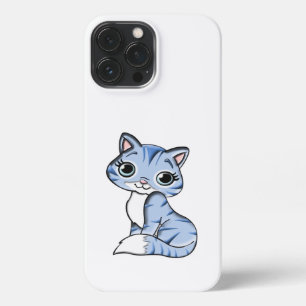 CUTE SMILING SKY BLUE KITTEN WITH BLUE EYES. iPhone 13 PRO MAX HOESJE