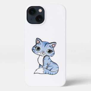CUTE SMILING SKY BLUE KITTEN WITH BLUE EYES. iPhone 13 HOESJE