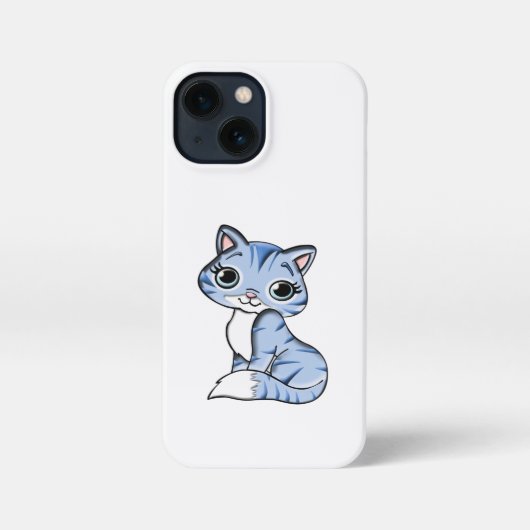 CUTE SMILING SKY BLUE KITTEN WITH BLUE EYES. iPhone HOESJE (Achterkant)