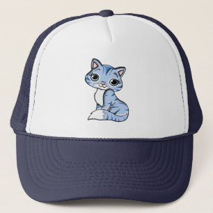 CUTE SMILING SKY BLUE KITTEN WITH BLUE EYES. TRUCKER PET
