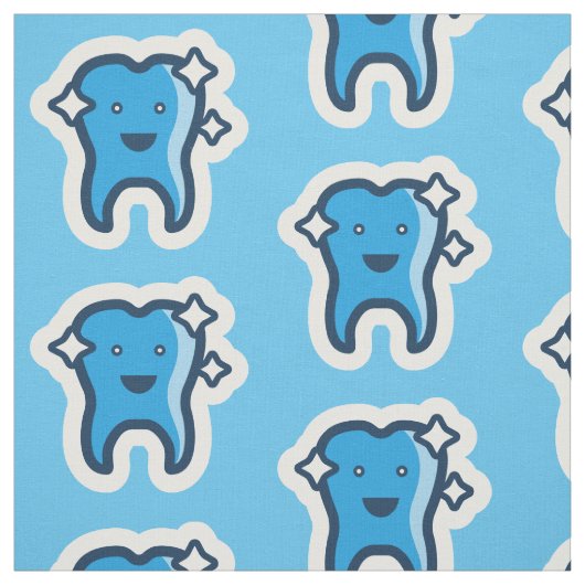 Cute Smiling Sparking Teeth Pattern Stof (Swatch)