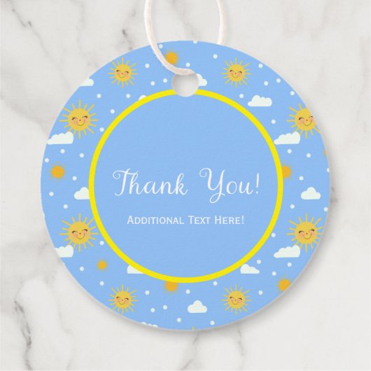 Cute Smiling Sun Clouds Party Favor Dankuwel Bedankjes Labels (Achterkant)