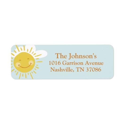 Cute Smiling Sun Return Address Label (Voorkant)