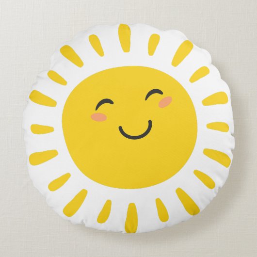 Cute Smiling Sunshine Nursery Rond Kussen (Voorkant)