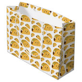 Cute Smiling Taco Pattern Gift Bag Large Cadeautasje (Achterkant Gekanteld)