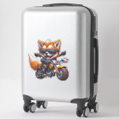 Cute Smilling Fox Riding Motorcycle Sticker (Koffer)