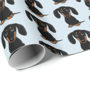 Cute Smooth Coated Black en Tan Dachshund Pattern Cadeaupapier