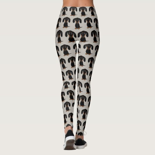 Cute Smooth Coated Black en Tan Dachshund Pattern Leggings (Achterkant)