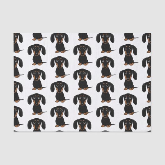 Cute Smooth Coated Black en Tan Dachshund Pattern Tissuepapier (Voorkant)