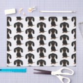 Cute Smooth Coated Black en Tan Dachshund Pattern Tissuepapier (Craft)