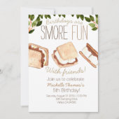 Cute smores camping enfant invitation d'anniversai (Devant)