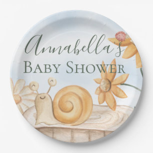 Cute Snail en Ladybug Garden Theme Baby shower Papieren Bordje