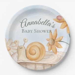 Cute Snail en Ladybug Garden Theme Baby shower Papieren Bordje