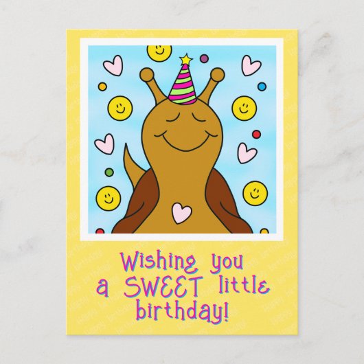 Cute Snail Sweet Little Anniversaire Carte postale (Devant)