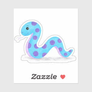 Cute Snake Cartoon in Blue Paars Spots Kawaii Sticker