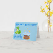 CUTE SNAKE HEUREUSE CARTE D'ANNIVERSAIRE (Fleur jaune)