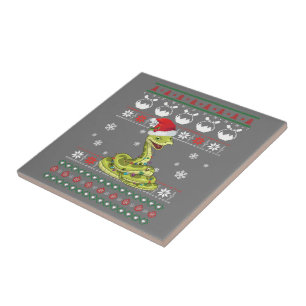 Cute Snake Ugly Sweater Kerstlight Pajama Tegeltje
