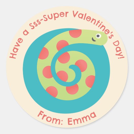 Cute Snake Valentijn Stickers - Persoonlijke Kinde (Voorkant)