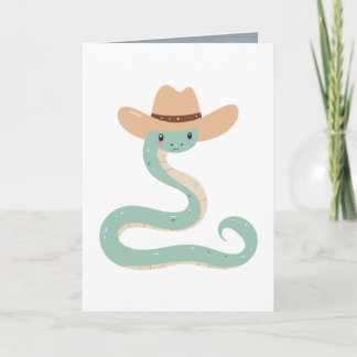 Cute Snake Wearing Hat Feestdagen Kaart