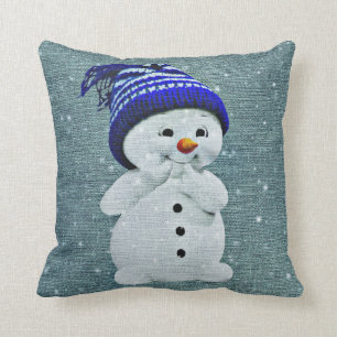 "Cute Sneeuwman Kussen "Pastel mint werpkussen
