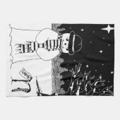 Cute sneeuwman met zwarte en witte kerst theedoek (Horizontaal)