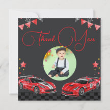 Cute Snel Eén Rood en Zwart Raceauto 1e Verjaardag
